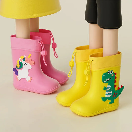 Unisex Kids Rain Boots Waterproof Cartoon Dinosaur Design - ToylandEU