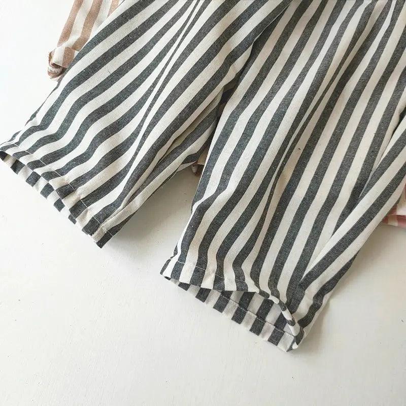  Unisex Linen Cotton Striped Kids Shorts Elastic Waist -  ToylandEU™