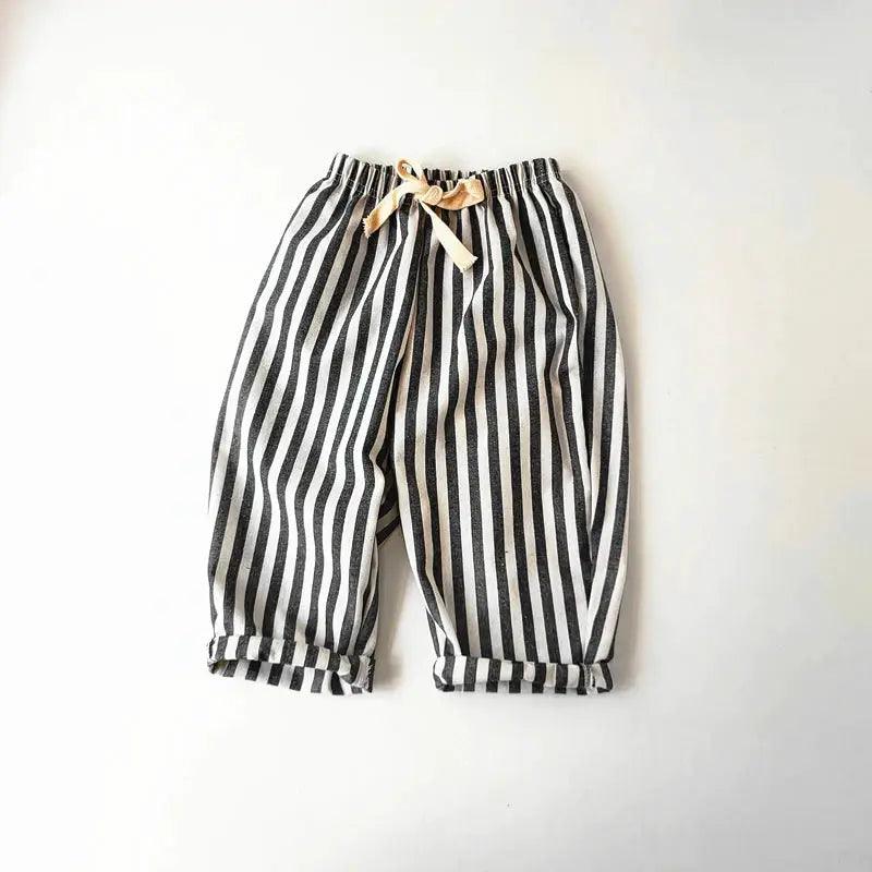  Unisex Linen Cotton Striped Kids Shorts Elastic Waist -  ToylandEU™