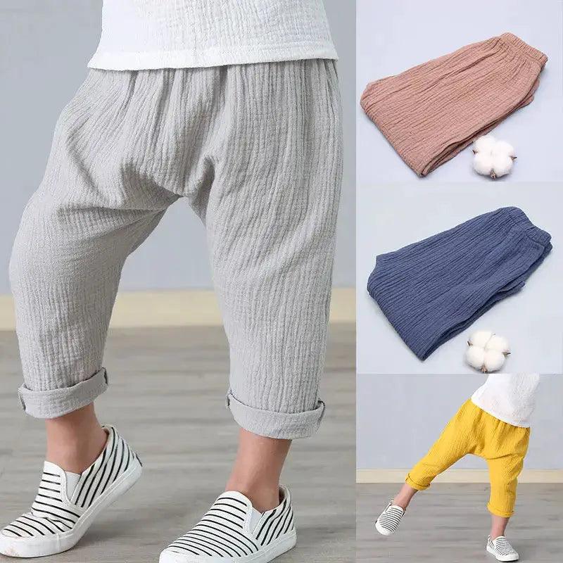  Unisex Linen Kids Pants Summer Breathable Elastic -  ToylandEU™