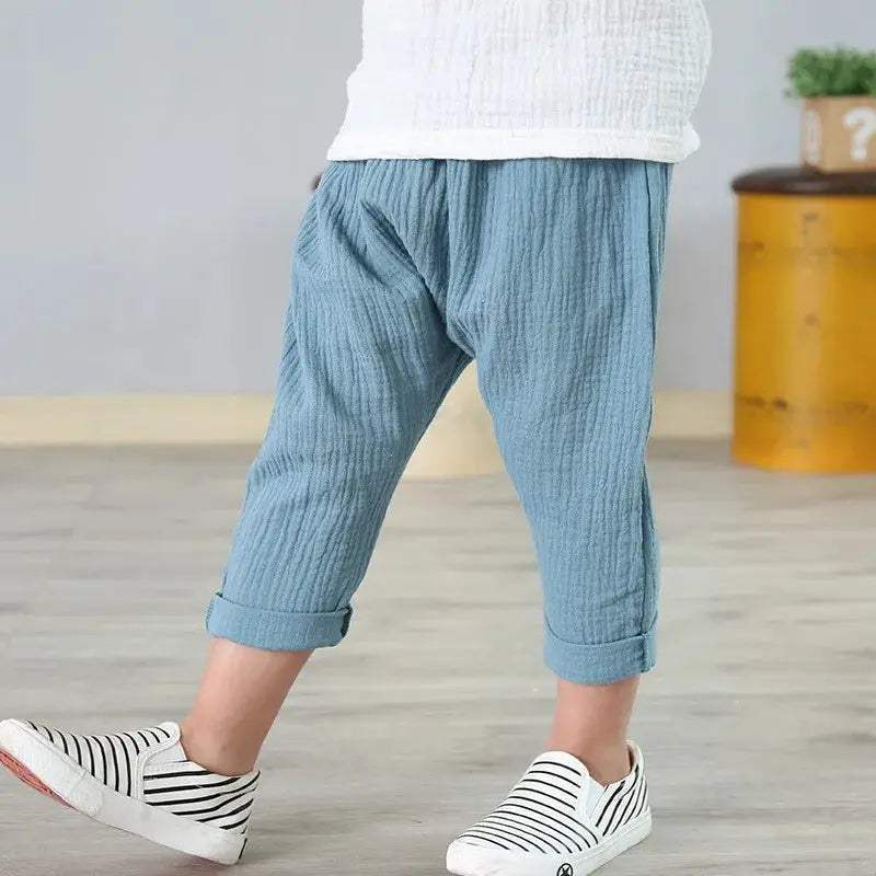  Unisex Linen Kids Pants Summer Breathable Elastic -  ToylandEU™