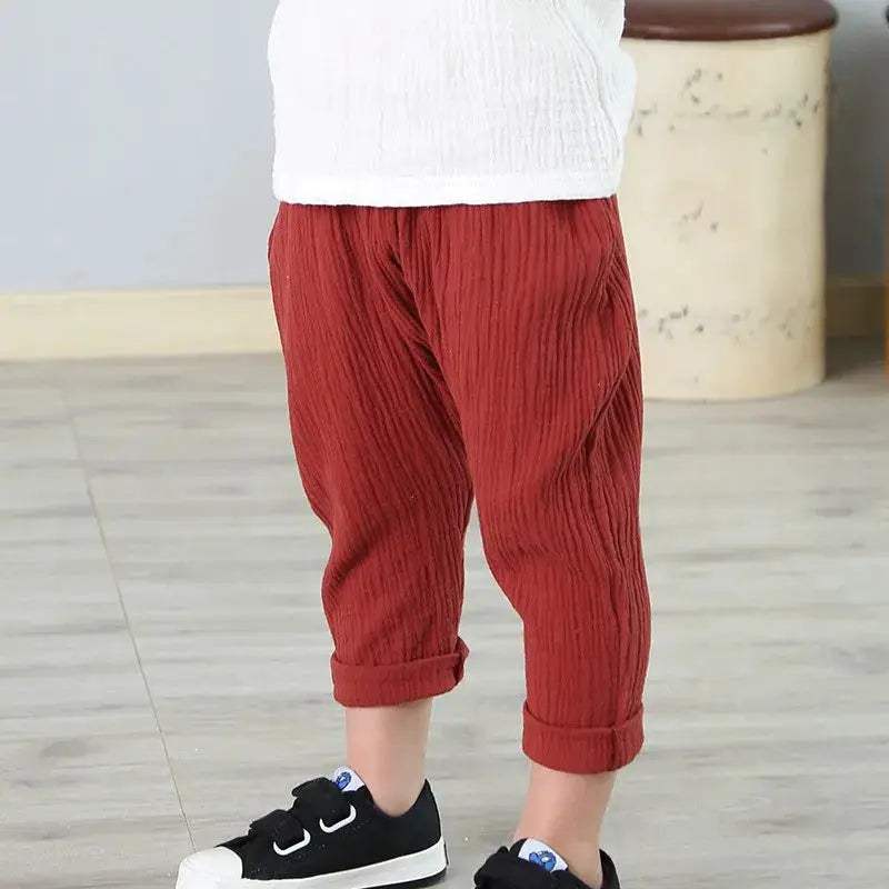  Unisex Linen Kids Pants Summer Breathable Elastic -  ToylandEU™