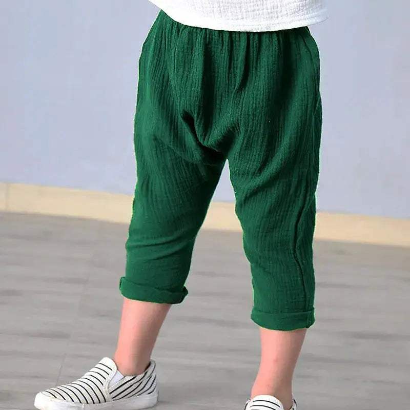  Unisex Linen Kids Pants Summer Breathable Elastic -  ToylandEU™