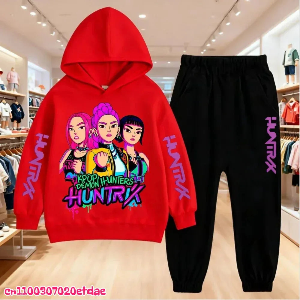 Unisex Polyester Hoodie And Sweatpants Set 3 To 12 Years Pullover Autumn Winter - ToylandEU