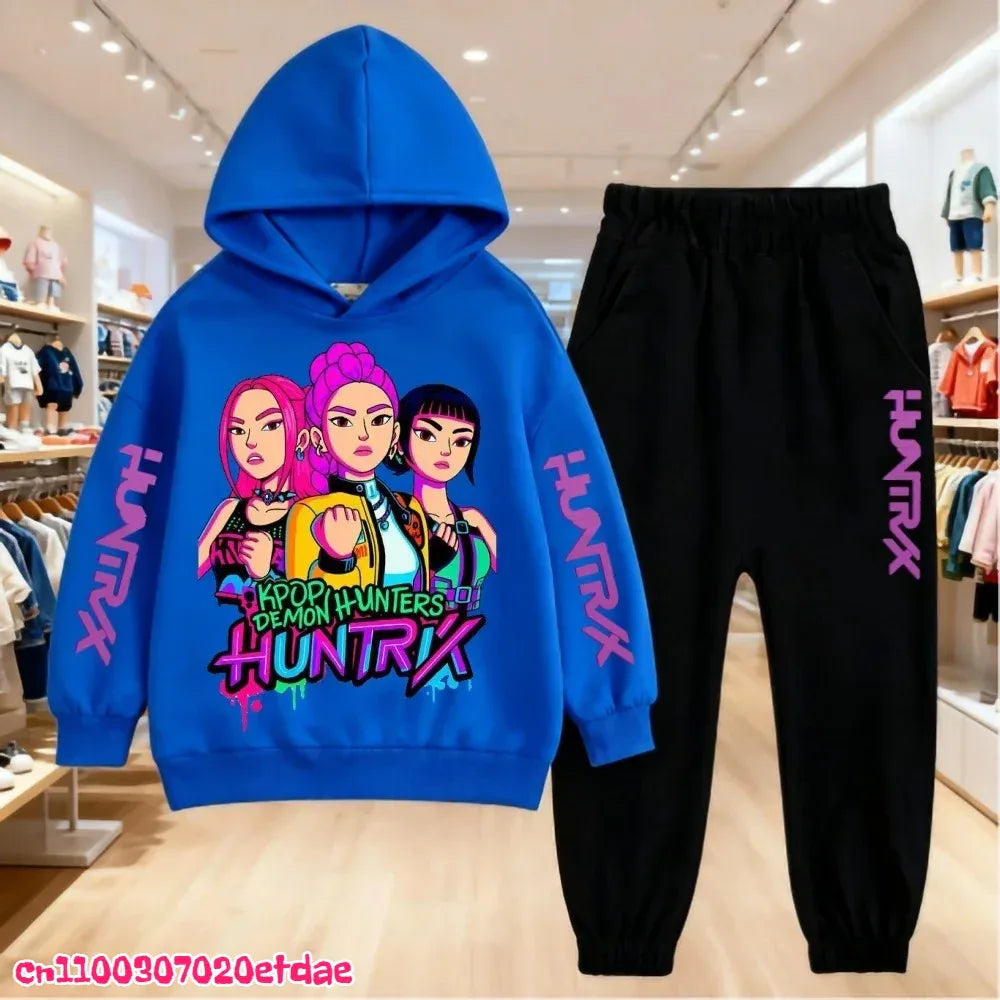 Unisex Polyester Hoodie And Sweatpants Set 3 To 12 Years Pullover Autumn Winter - ToylandEU
