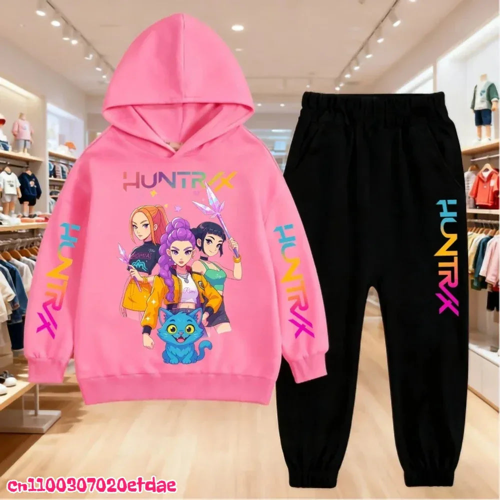 Unisex Polyester Hoodie And Sweatpants Set 3 To 12 Years Pullover Autumn Winter - ToylandEU
