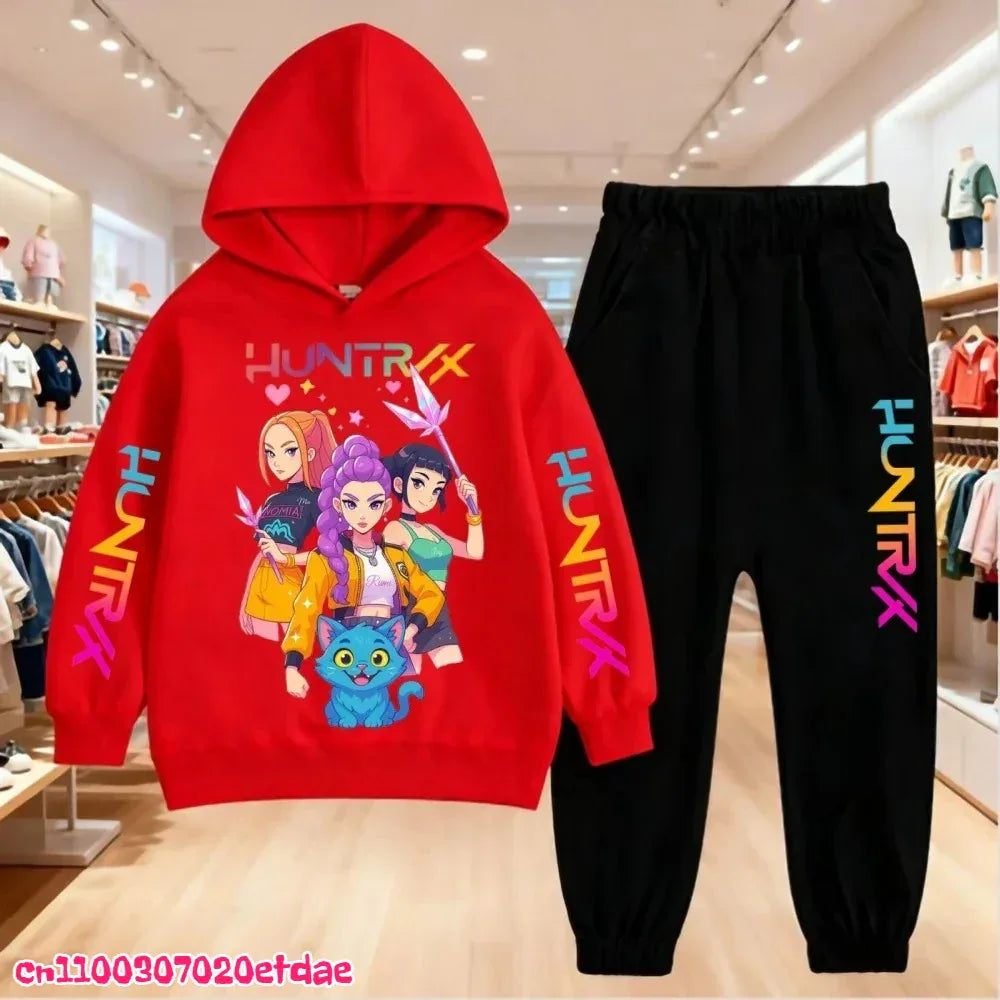 Unisex Polyester Hoodie And Sweatpants Set 3 To 12 Years Pullover Autumn Winter - ToylandEU
