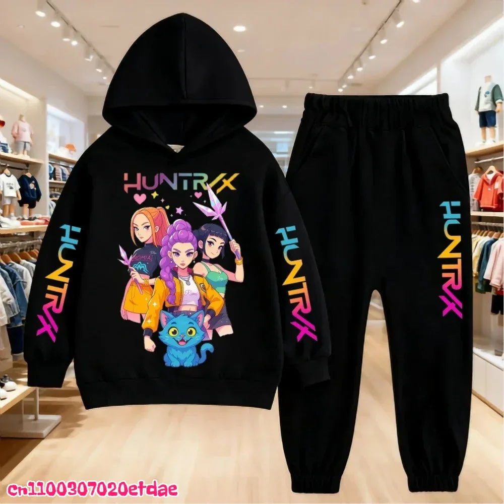 Unisex Polyester Hoodie And Sweatpants Set 3 To 12 Years Pullover Autumn Winter - ToylandEU