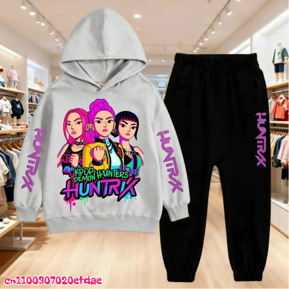 Unisex Polyester Hoodie And Sweatpants Set 3 To 12 Years Pullover Autumn Winter - ToylandEU