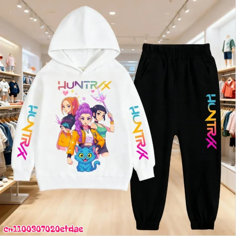 Unisex Polyester Hoodie And Sweatpants Set 3 To 12 Years Pullover Autumn Winter - ToylandEU
