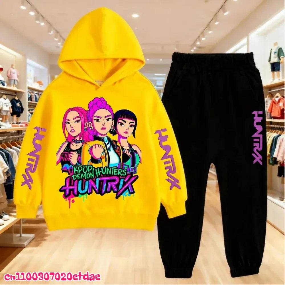 Unisex Polyester Hoodie And Sweatpants Set 3 To 12 Years Pullover Autumn Winter - ToylandEU