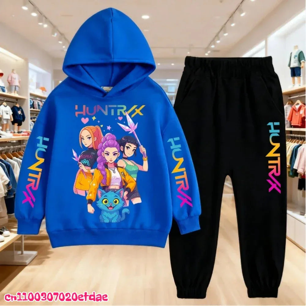 Unisex Polyester Hoodie And Sweatpants Set 3 To 12 Years Pullover Autumn Winter - ToylandEU