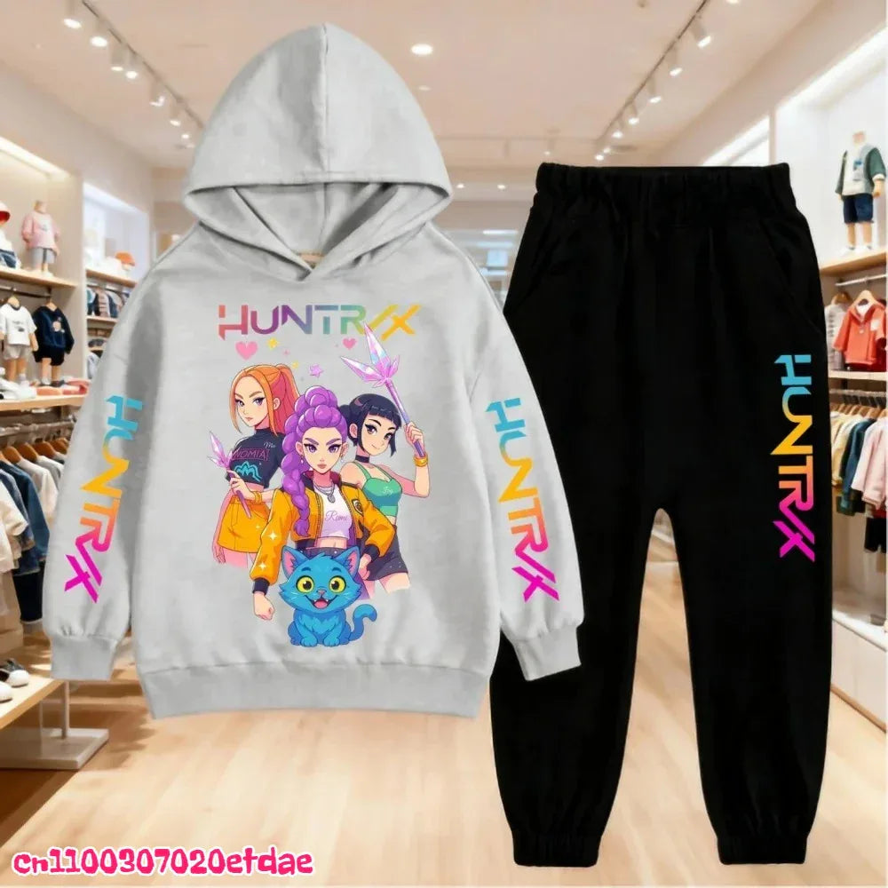 Unisex Polyester Hoodie And Sweatpants Set 3 To 12 Years Pullover Autumn Winter - ToylandEU