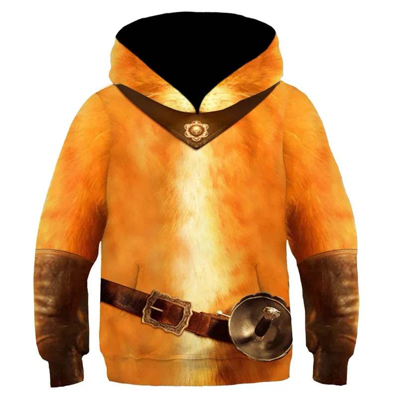 Unisex Puss in Boots Hoodie Costume with 3D Cape for Cosplay Fun! - ToylandEU