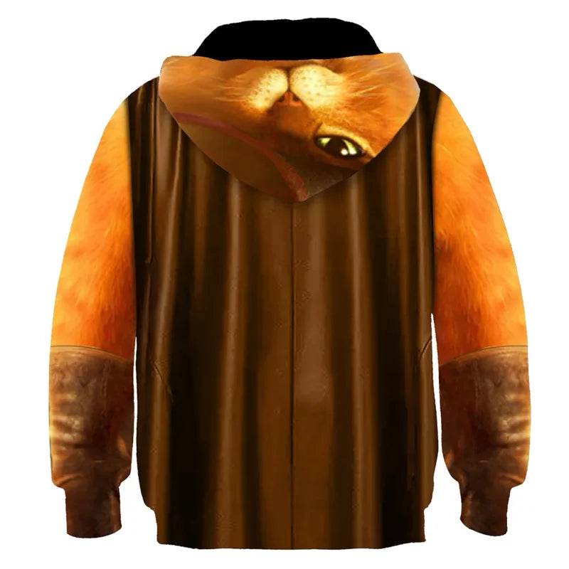 Unisex Puss in Boots Hoodie Costume with 3D Cape for Cosplay Fun! - ToylandEU