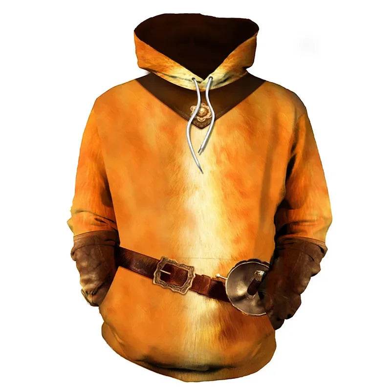 Unisex Puss in Boots Hoodie Costume with 3D Cape for Cosplay Fun! - ToylandEU