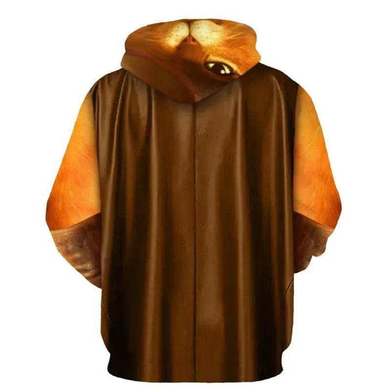 Unisex Puss in Boots Hoodie Costume with 3D Cape for Cosplay Fun! - ToylandEU