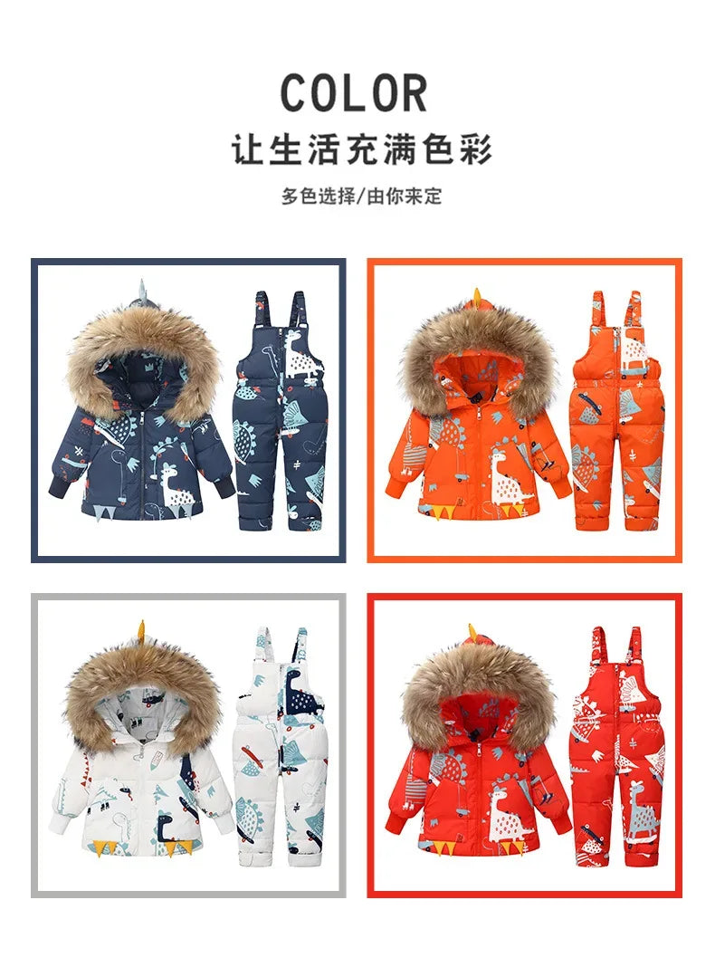 Unisex Winter Kids Ski Suit Set With Thick Insulation - ToylandEU