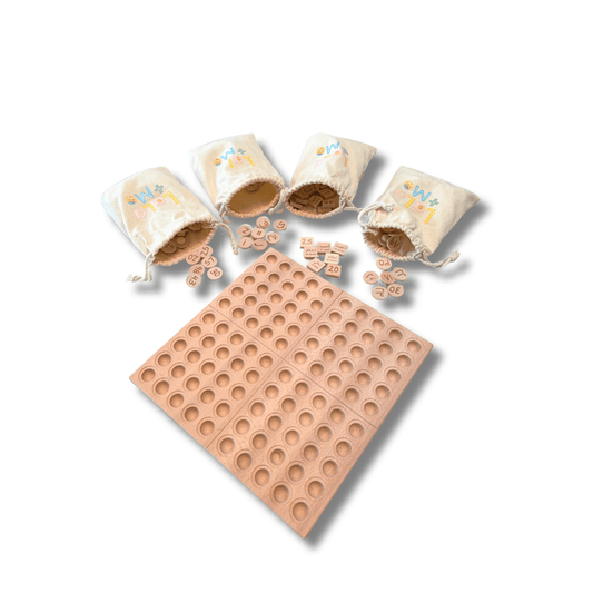Montessori Hundred Board | Double Sided Hardwood | Arabic Name Tiles | Ages 3 Plus