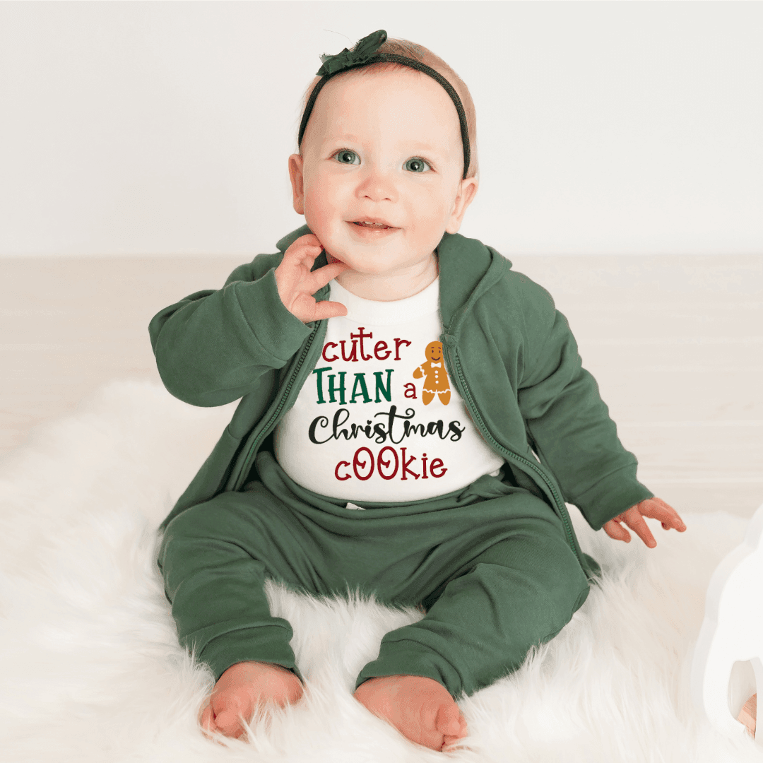 Long Sleeve Baby Bodysuit | Christmas Cookie Graphic | Newborn to 24 Months
