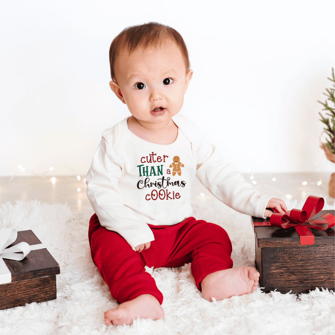 Long Sleeve Baby Bodysuit | Christmas Cookie Graphic | Newborn to 24 Months