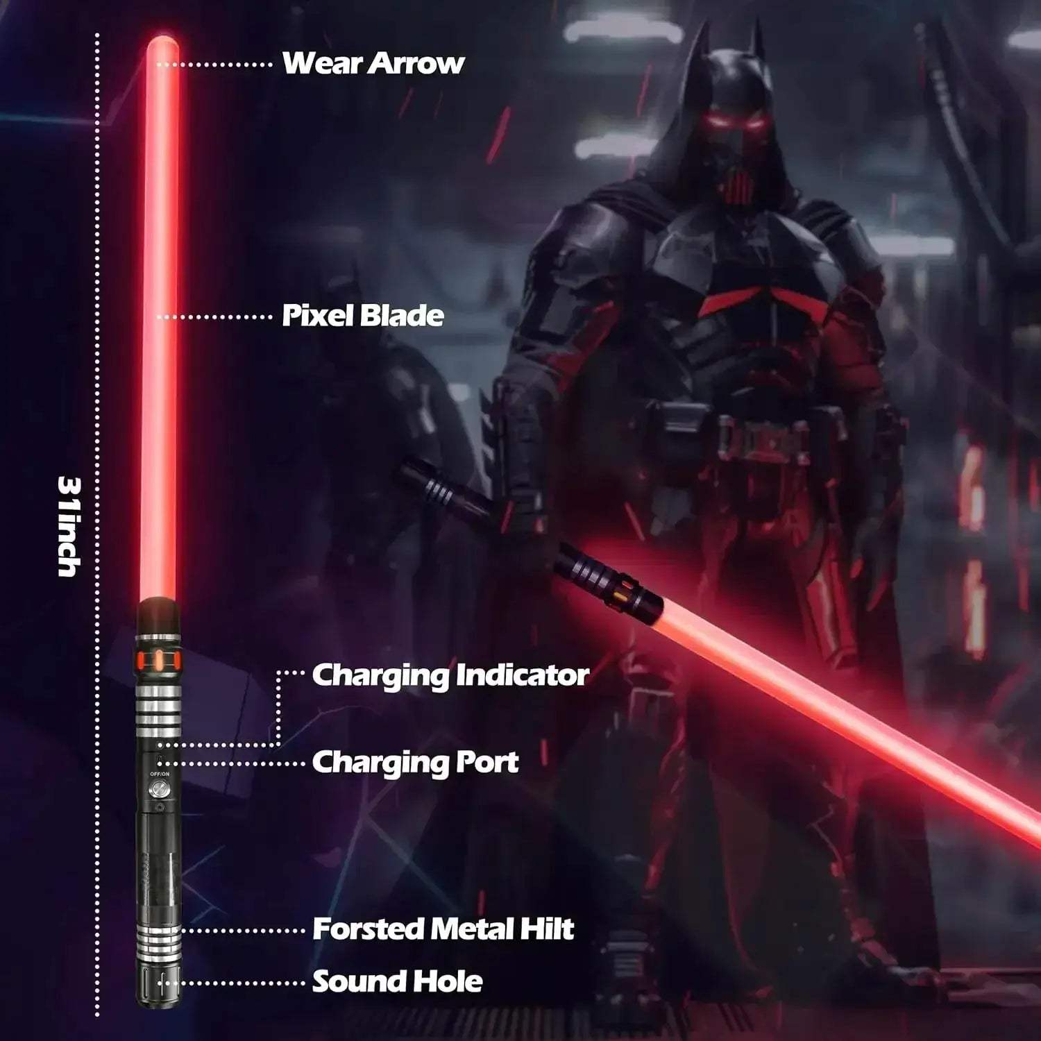 Upgraded Gravity Sensing RGB Light Saber With USB Rechargeable Battery - ToylandEU