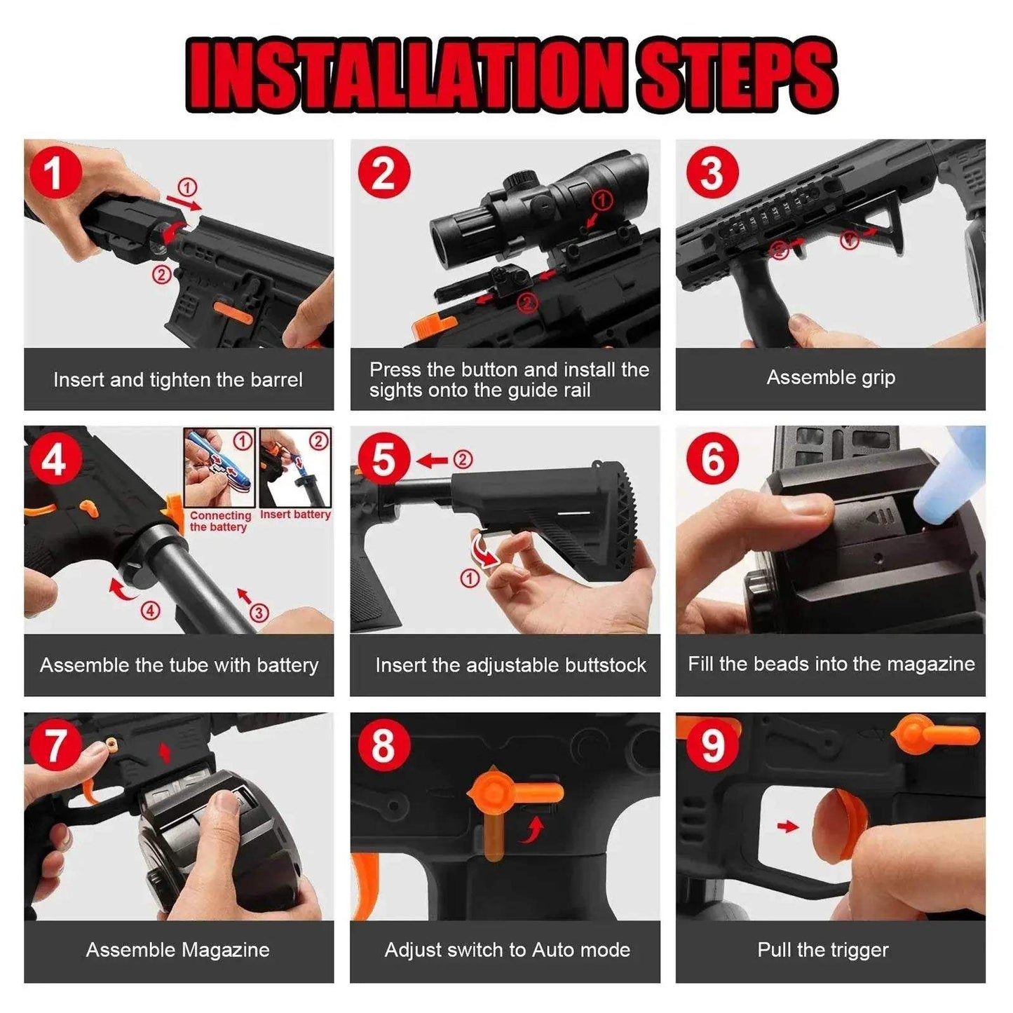 Upgraded M416 Electric Gel Balls Gun Toys, Automatic Manual Blaster - ToylandEU