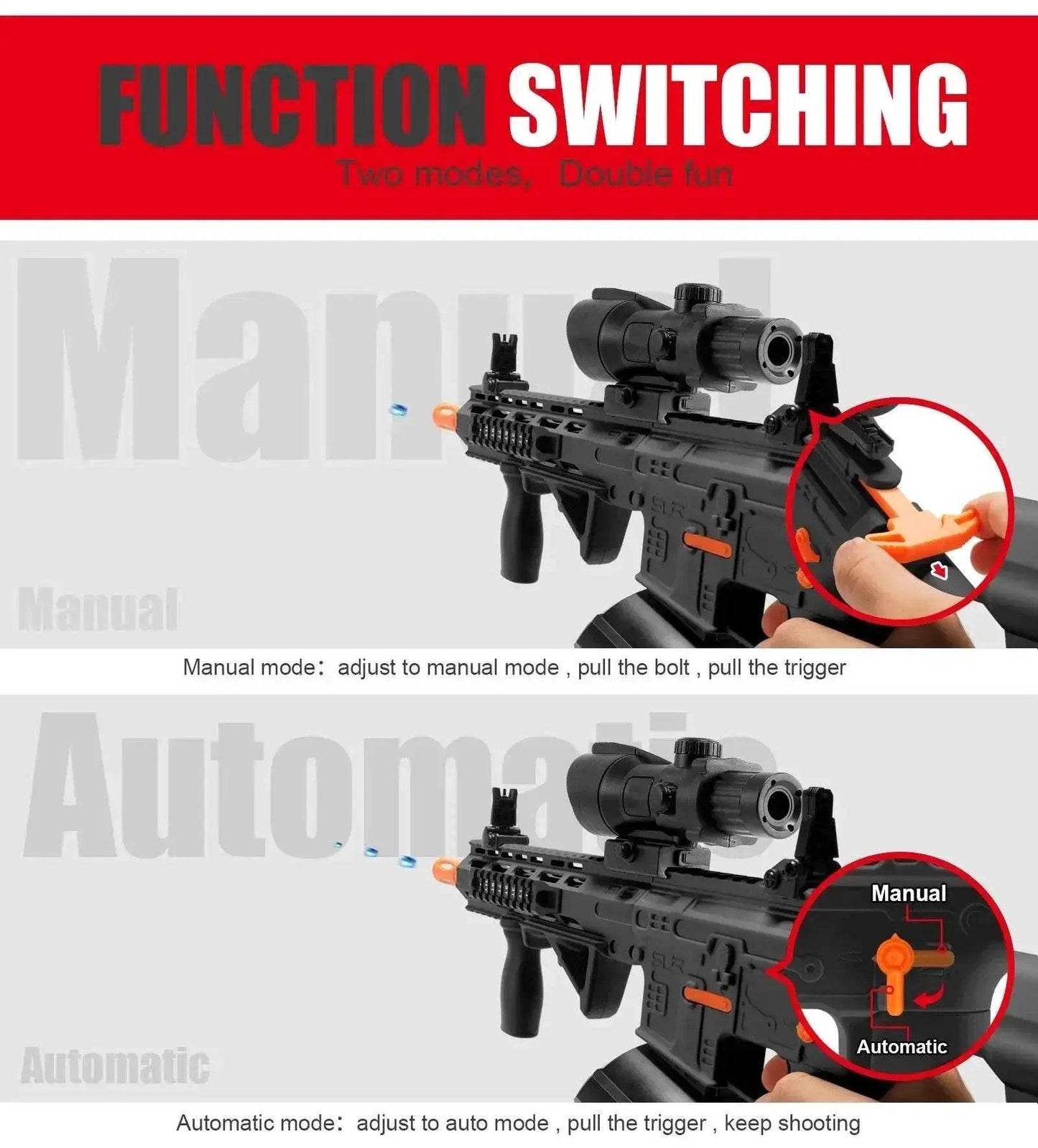 Upgraded M416 Electric Gel Balls Gun Toys, Automatic Manual Blaster - ToylandEU