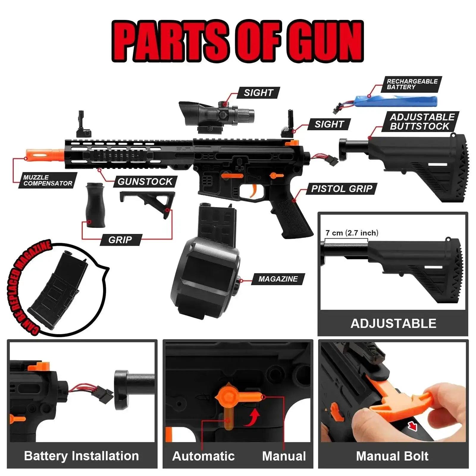  Upgraded M416 Electric Gel Balls Gun Toys Blaster Splatter -  ToylandEU™