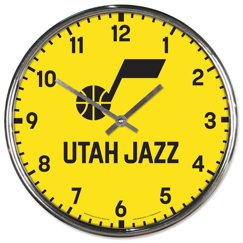 Utah Jazz Round Chrome Wall Clock 12 Inch Metal Hands - ToylandEU