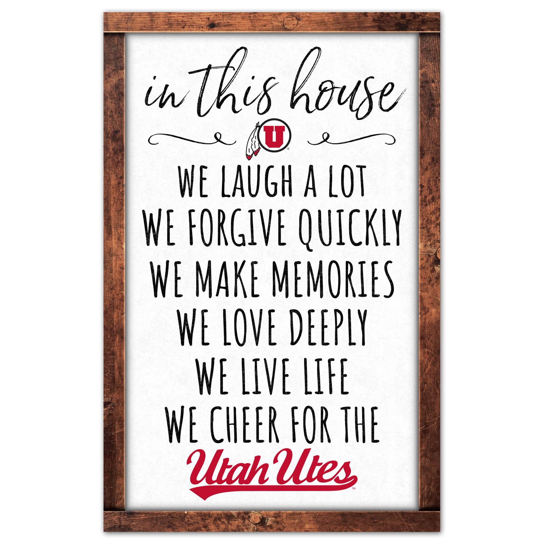 Utah Utes Sign 11x17 Wood In This House Decor Wall Art - ToylandEU
