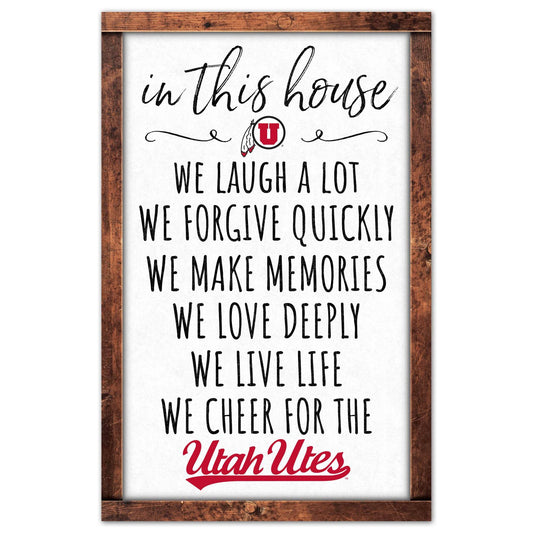 Utah Utes Sign 11x17 Wood In This House Decor Wall Art - ToylandEU