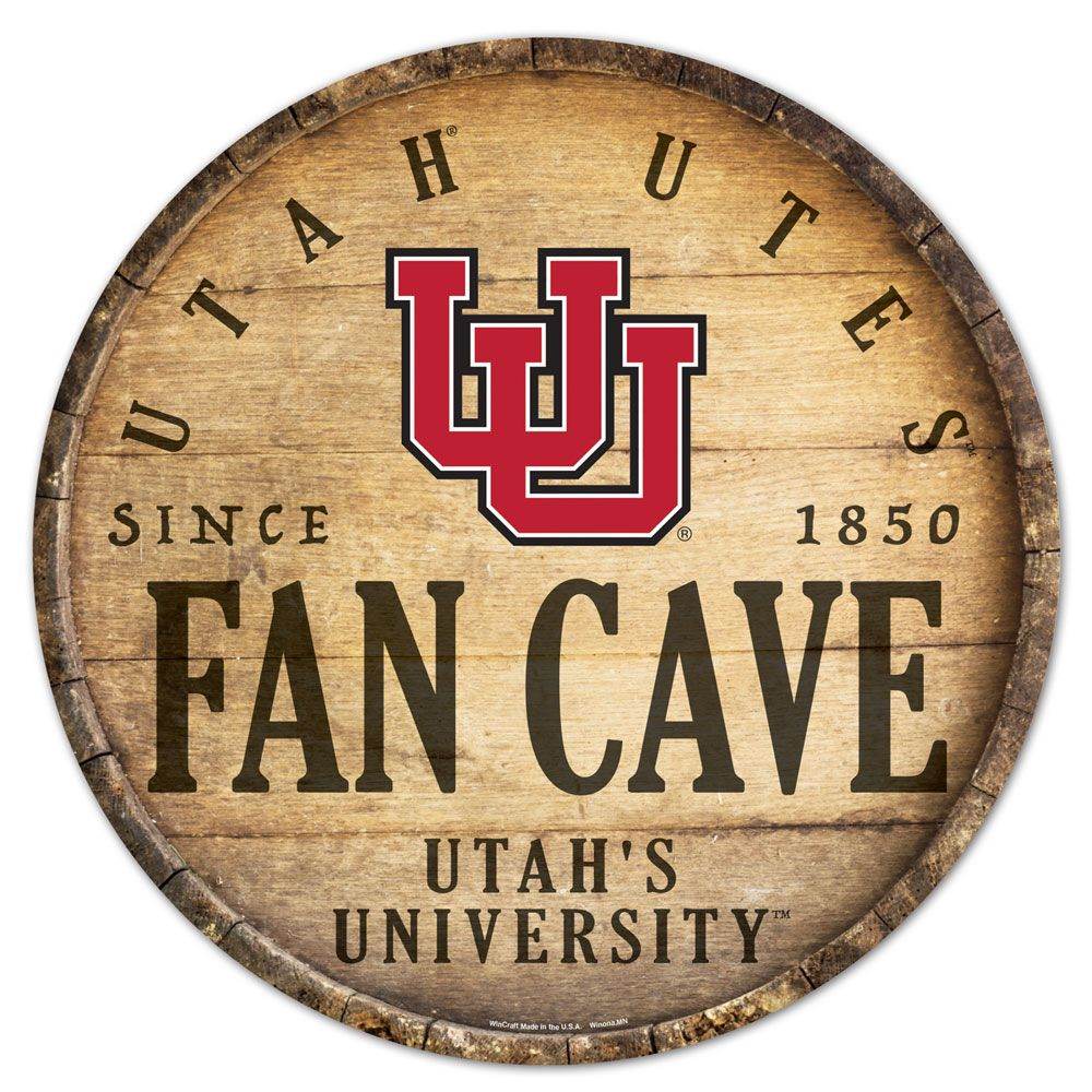 Utah Utes Wood Sign 14 Inch Round Barrel Top Indoor Decor - ToylandEU
