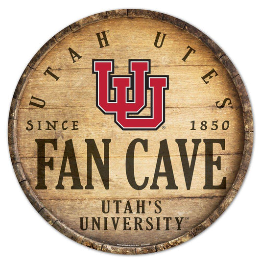Utah Utes Wood Sign 14 Inch Round Barrel Top Indoor Decor - ToylandEU