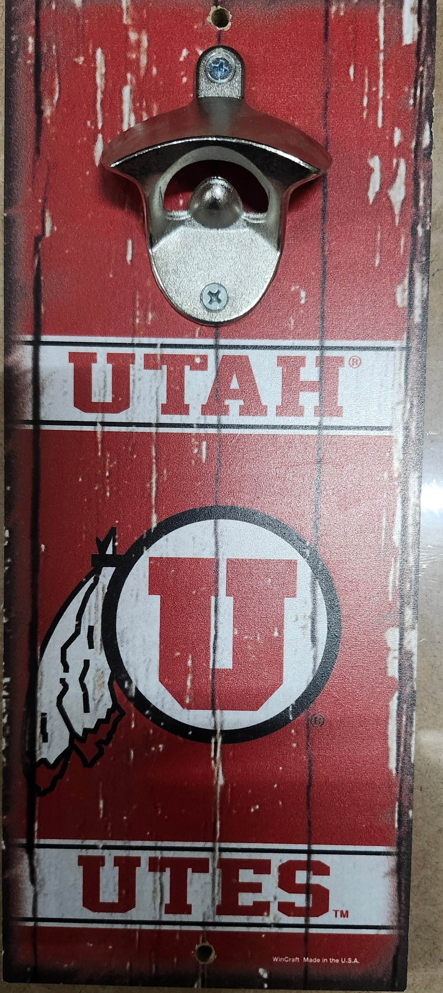 Utah Utes Wood Sign With Bottle Opener 5x11 Alternate - ToylandEU