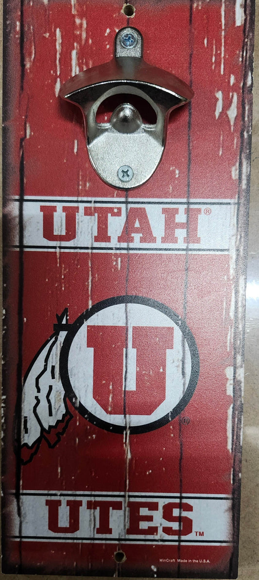 Utah Utes Wood Sign With Bottle Opener 5x11 Alternate - ToylandEU