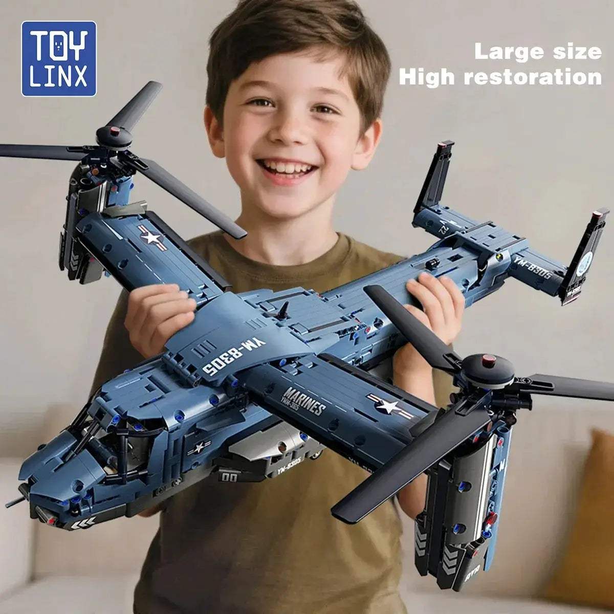 V22 Osprey Tiltrotor Building Blocks Set Large Size High Fidelity - ToylandEU