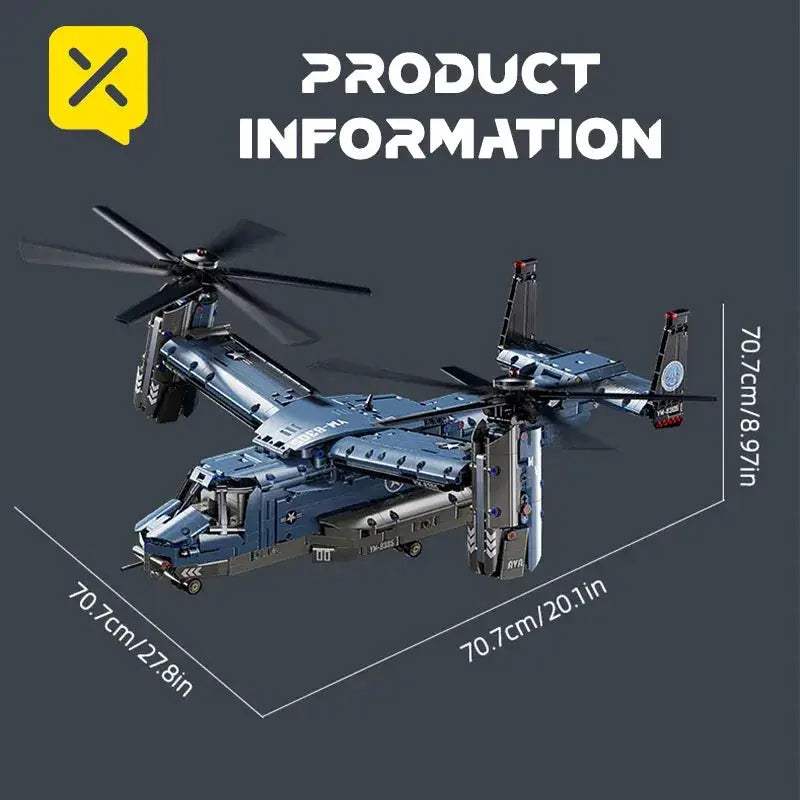 V22 Osprey Tiltrotor Building Blocks Set Large Size High Fidelity - ToylandEU