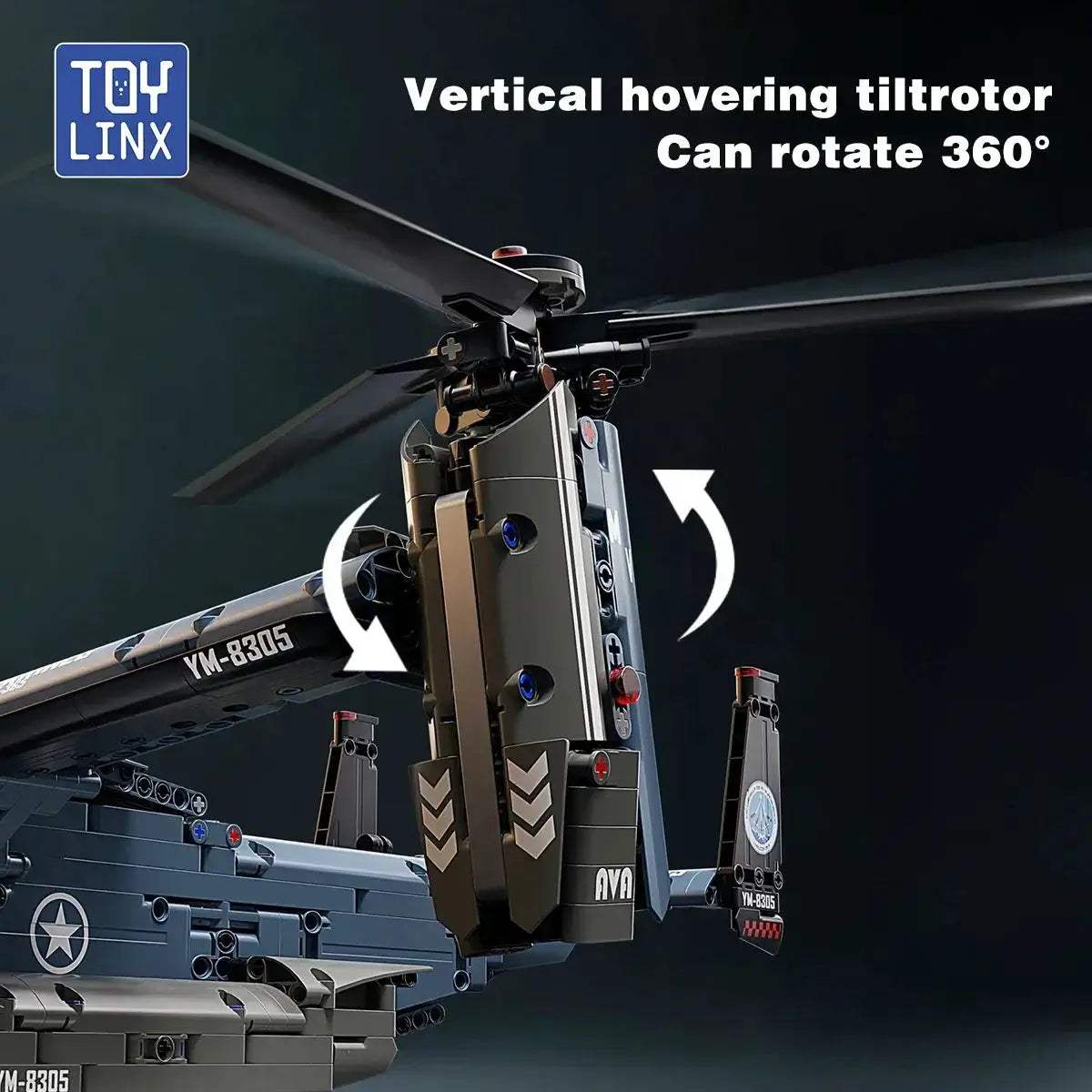 V22 Osprey Tiltrotor Building Blocks Set Large Size High Fidelity - ToylandEU