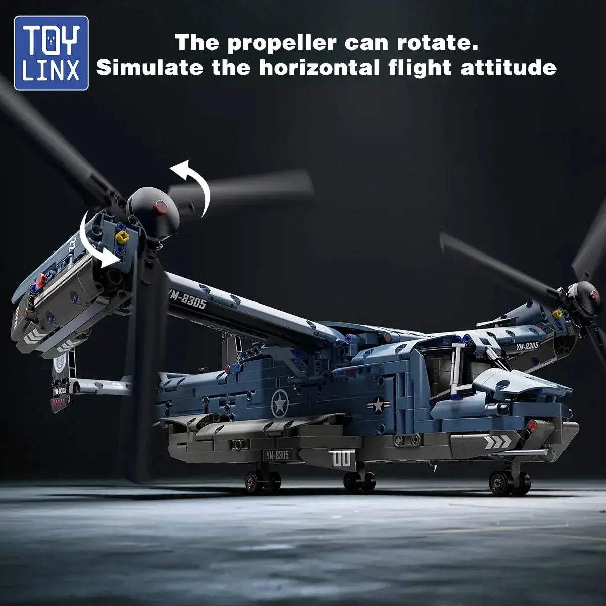 V22 Osprey Tiltrotor Building Blocks Set Large Size High Fidelity - ToylandEU