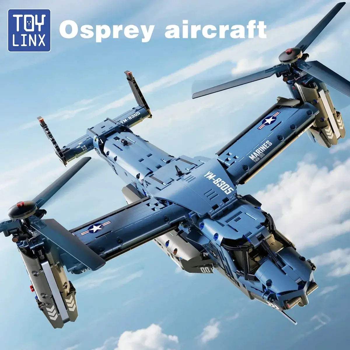 V22 Osprey Tiltrotor Building Blocks Set Large Size High Fidelity - ToylandEU