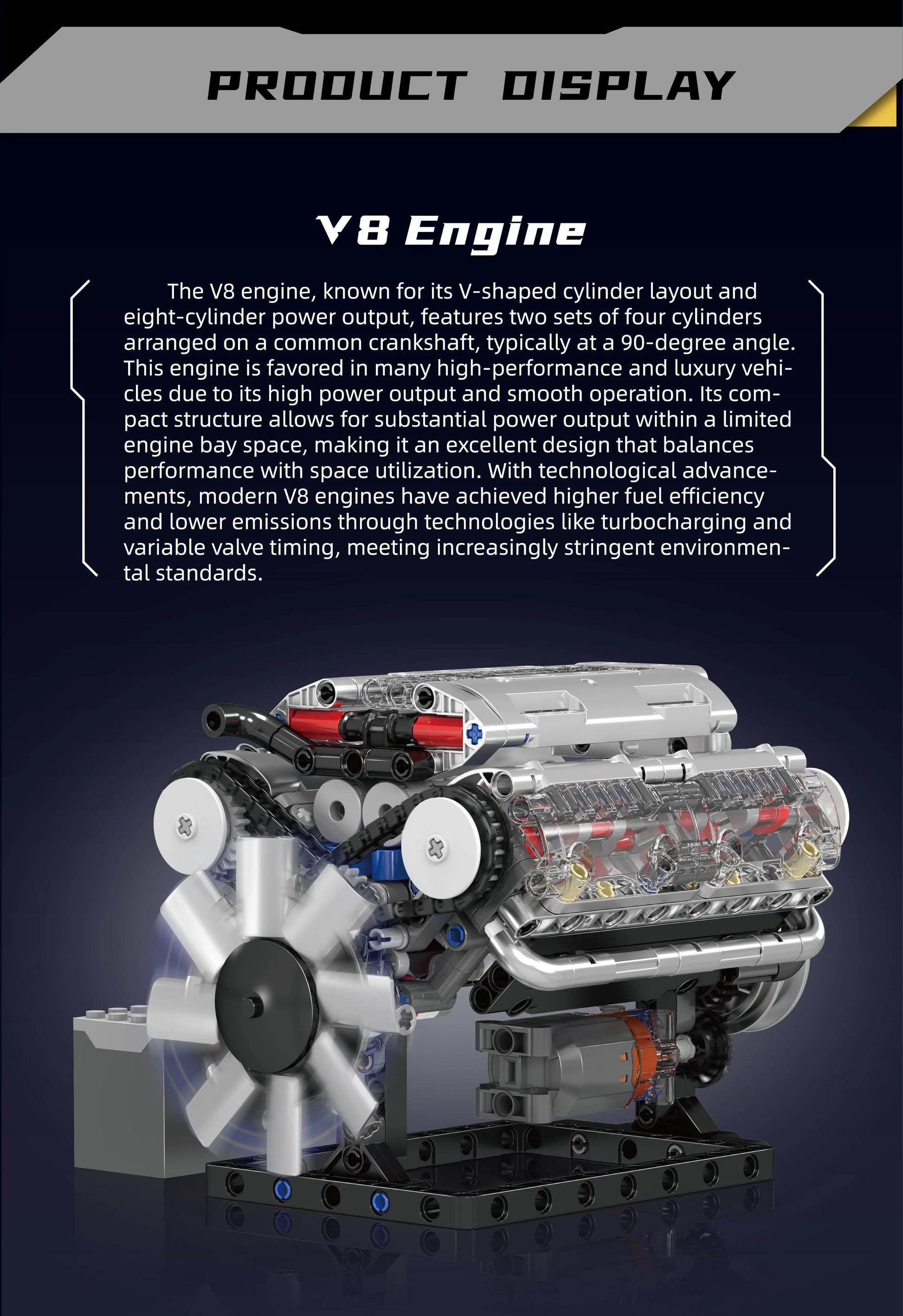 V8 Engine Building Blocks Sets MOC Model Kit - ToylandEU