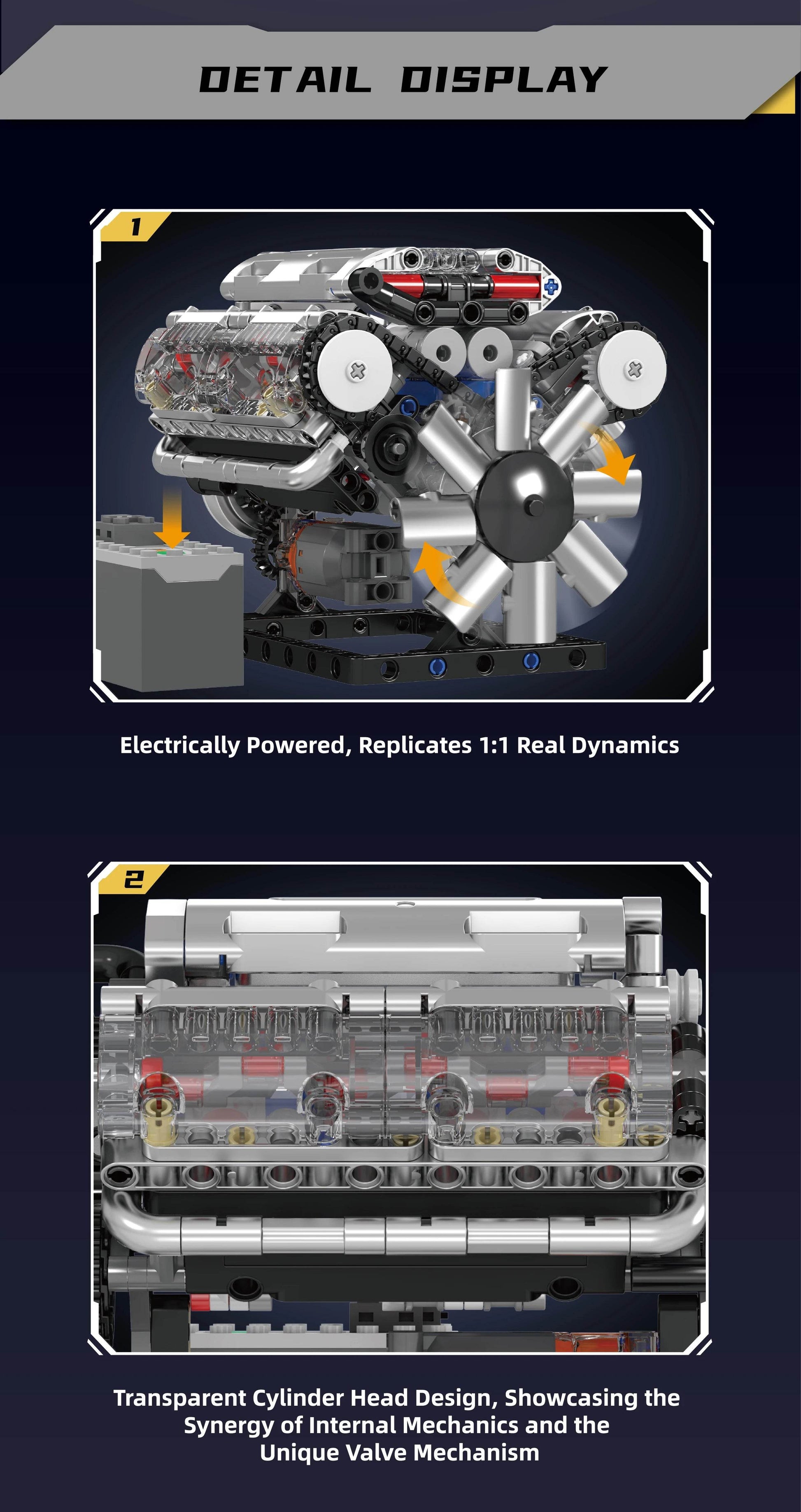 V8 Engine Building Blocks Sets MOC Model Kit - ToylandEU