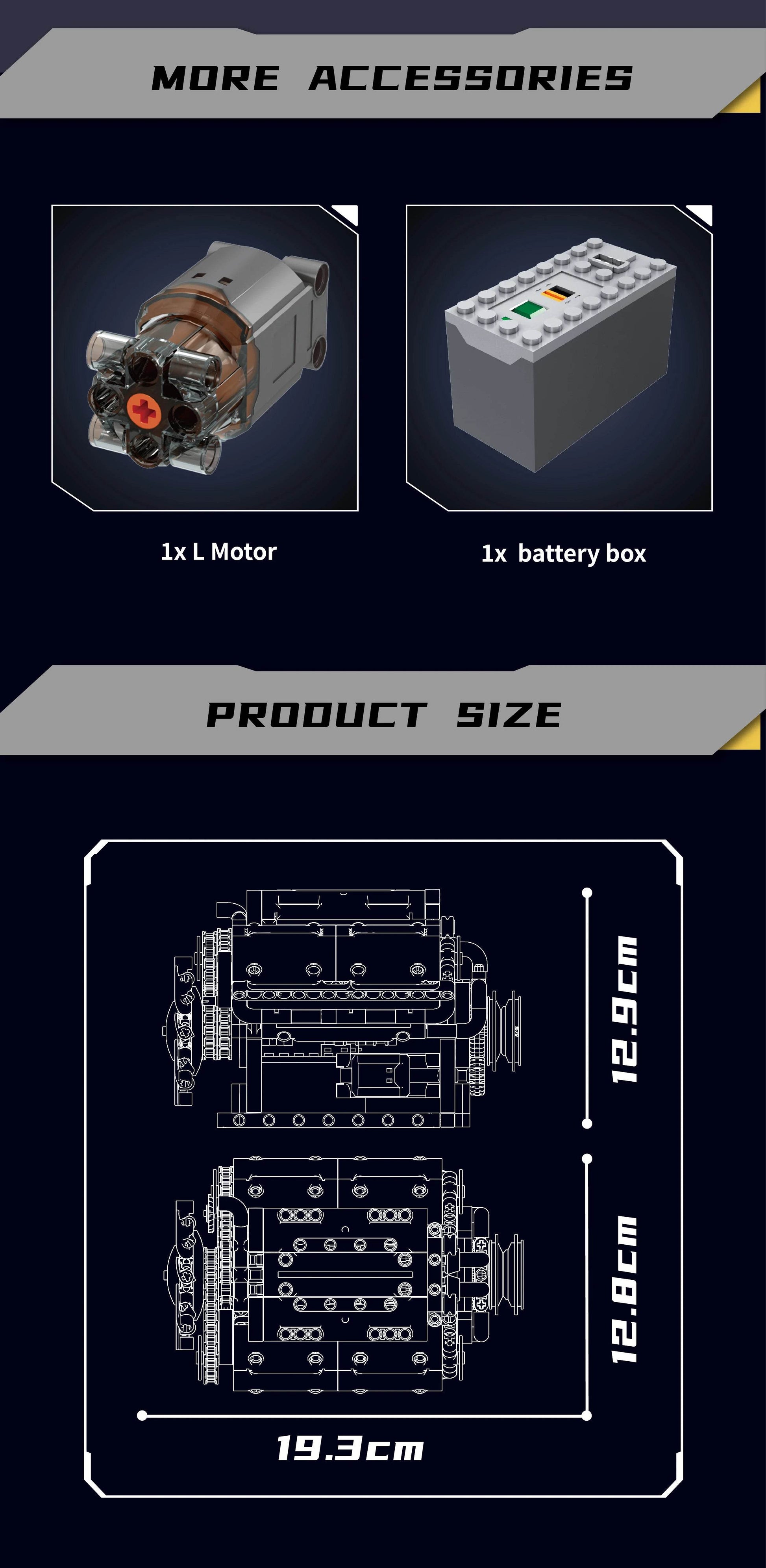 V8 Engine Building Blocks Sets MOC Model Kit - ToylandEU