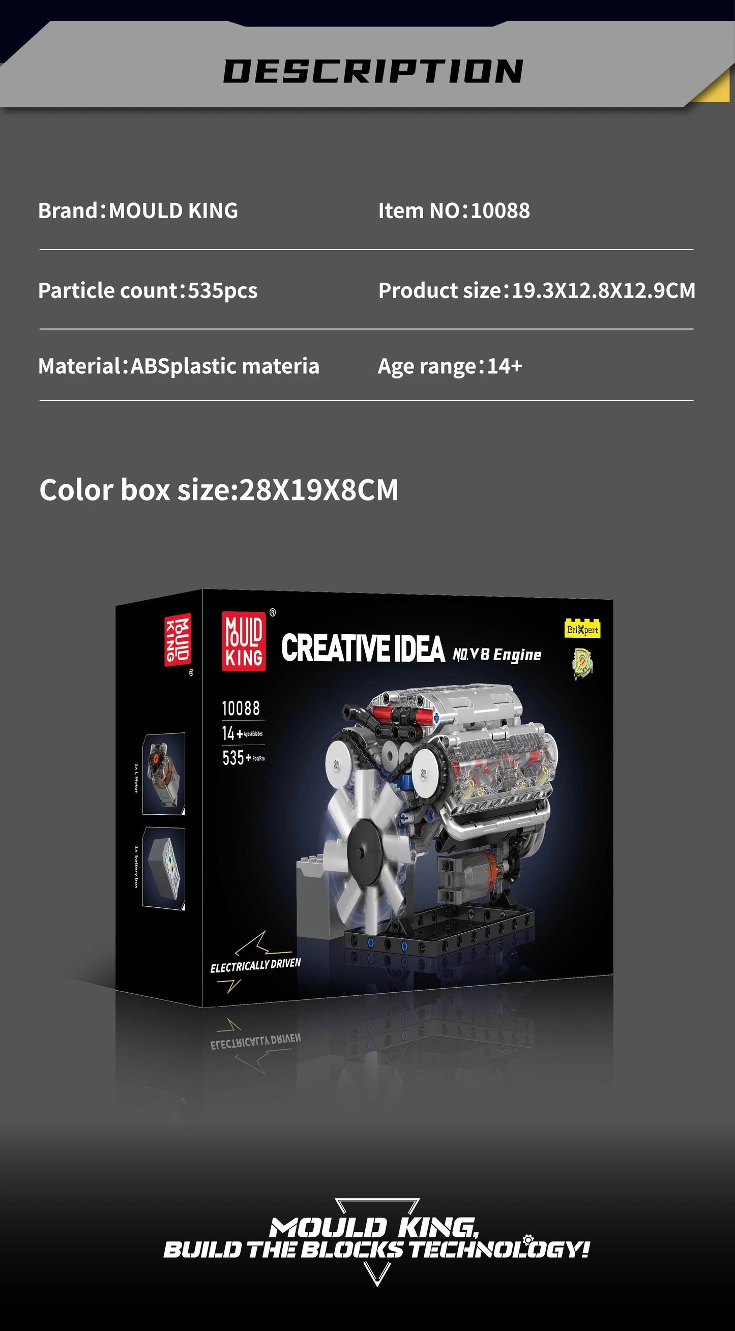 V8 Engine Building Blocks Sets MOC Model Kit - ToylandEU