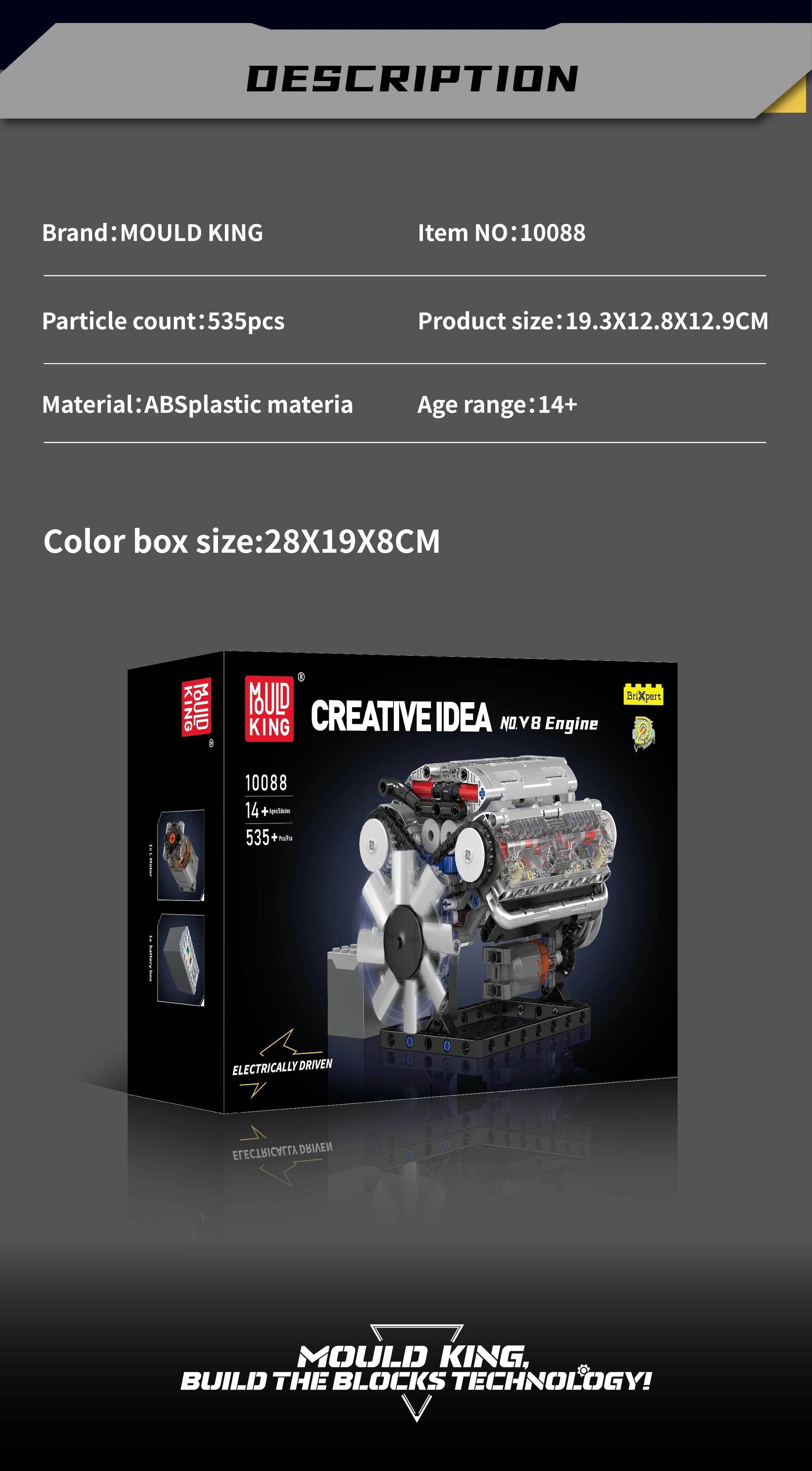 V8 Engine Building Blocks Sets MOC Model Kit - ToylandEU