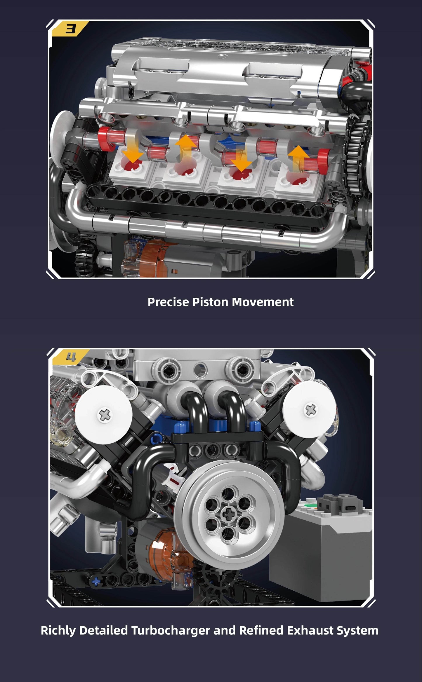 V8 Engine Building Blocks Sets MOC Model Kit - ToylandEU