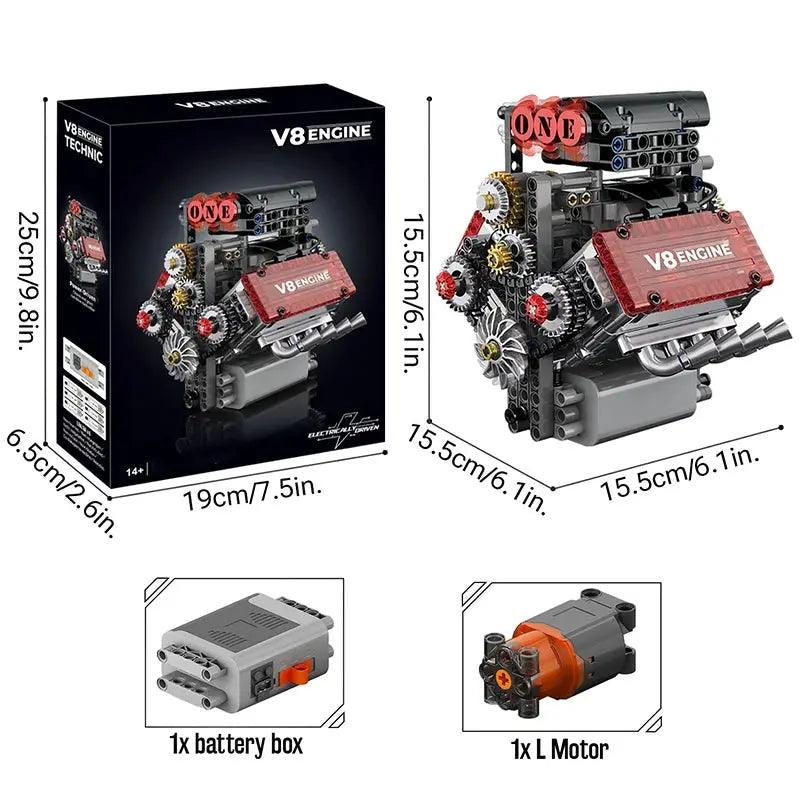  V8 Engine Lego Motorized Model Educational Gift -  ToylandEU™