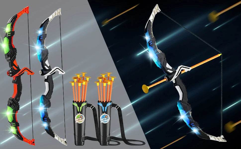 VATOS 2X Bow Arrow Guns Toy For Kids LED Light Up Game - ToylandEU