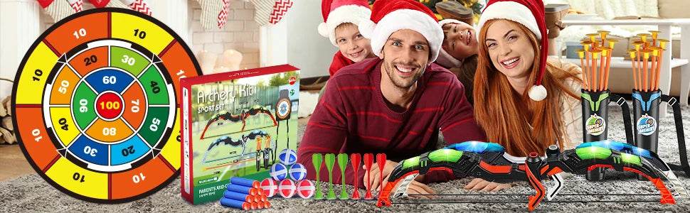 VATOS 2X Bow Arrow Guns Toy For Kids LED Light Up Game - ToylandEU